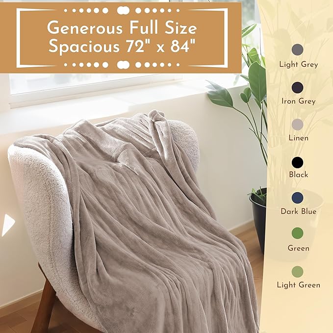 Electric Heated Blanket 72"x84" Full Size Flannel Heated Blanket, Cozy & Warm for All Night, 4 Heat Settings & 10 Hours Auto Off, Machine Washable, Linen