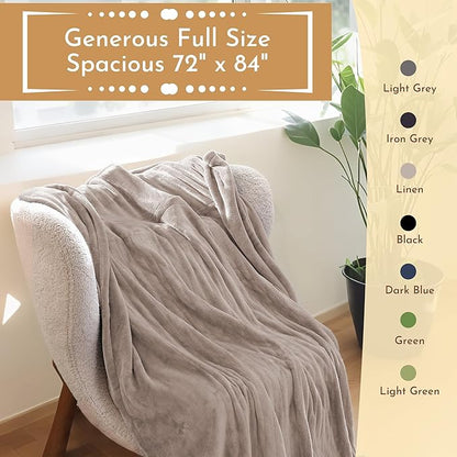 Electric Heated Blanket 72"x84" Full Size Flannel Heated Blanket, Cozy & Warm for All Night, 4 Heat Settings & 10 Hours Auto Off, Machine Washable, Linen
