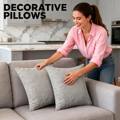 Decorative Couch Pillow Covers SofaThrow pillows with inserts included Bohemian-Style Country Cushion Cover Suitable for Beds, Sofas, Living Rooms, and Home Decor 2pack 18X18 inch.(Pearl Gray)