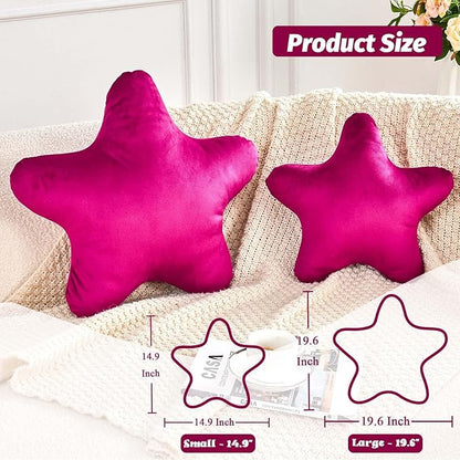 Fuchsia Star Throw Pillow, Cute Star Pillow Room Decor, Soft 19.6" Star Shaped Decorative Throw Pillow for Bedroom, Star Plush Floor Cushions Pillows