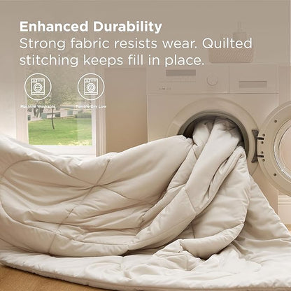Bedsure 5 Pieces Twin Comforter Set Premium Series, Hotel Luxury Soft Bed in a Bag, Goose Down Alternative, Safe for Sensitive Skin Bedding Comforter All Season Medium Warmth, Beige Wavy Quilted