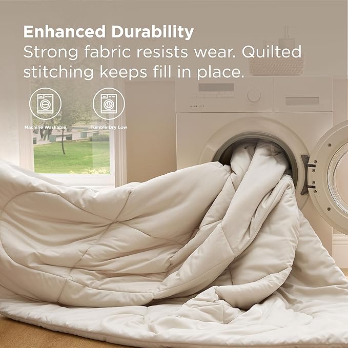Bedsure 7 Pieces King Comforter Set Premium Series, Hotel Luxury Soft Bed in a Bag, Goose Down Alternative, Safe for Sensitive Skin Bedding Comforter All Season Medium Warmth, Beige Wavy Quilted