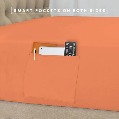 Elegant Comfort 8-Piece Pinch Pleated Comforter Set - All Season Complete Bed in a Bag, Includes 4pc Smart Sheet Set, Bed Skirt, Comforter, Matching Pillowcases and Shams, Twin/Twin XL, Coral