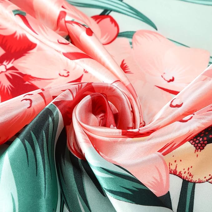 AWAYTR 35” Satin Large Square Head Scarves - 4PCS Silk Like Neck Scarf Hair Sleeping Wraps Satin Silk Scarfs for Women