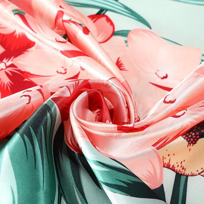 AWAYTR 35” Satin Large Square Head Scarves - 4PCS Silk Like Neck Scarf Hair Sleeping Wraps Satin Silk Scarfs for Women