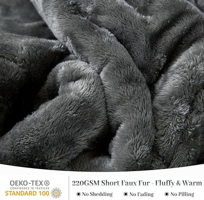 YIYEA Faux Fur Comforter Set Queen Size with Fitted Sheet, Luxury Ultra Soft Fuzzy Comforter, Fluffy Plush Velvet Bedding Comforter Sets for Fall Winter, Cozy Warmth, No Shedding, 4PC, Grey