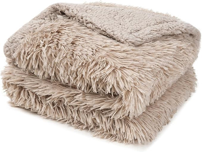 PetAmi Waterproof Dog Blanket for Large Dog, Queen Size Calming Pet Blanket Couch Cover Protector, Sherpa Faux Fur Cat Throw for Sofa Furniture Bed, Soft Fluffy XL, 90x90 Taupe