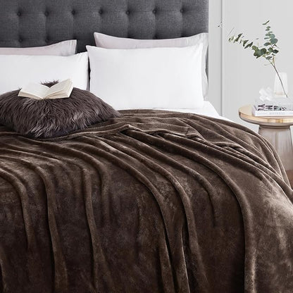 Hansleep Fleece Brown Throw Blanket, Super Soft Blanket Flannel Fuzzy Plush Cozy Blanket for All Seasons, Brown, Throw 50x60 Inches