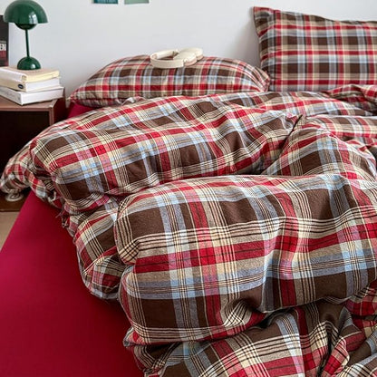 HighBuy Full Comforter Set Gingham Plaid Modern Style Checkered Pattern Comforter for Men Boys,Fluffy Soft 3 Piece Grid Plaid Printed Geometric Comforter with 2 Pillowcases,Comfortable