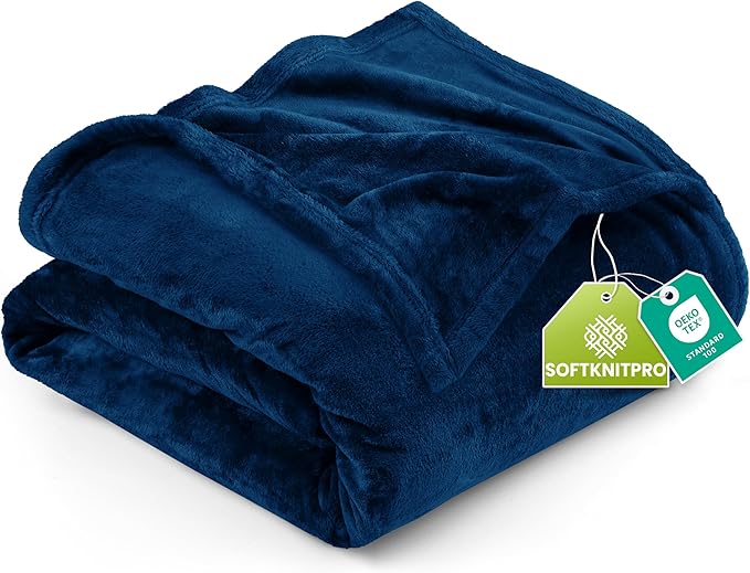 Utopia Bedding Fleece Blanket Twin Size Navy 300GSM Luxury Anti-Static Fuzzy Soft Microfiber Dorm Bed Blanket (90x66 Inch)
