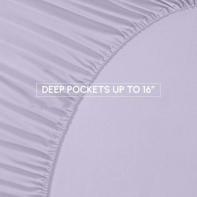 Elegant Comfort 8-Piece Pinch Pleated Comforter Set - All Season Complete Bed in a Bag, Includes 4pc Smart Sheet Set, Bed Skirt, Comforter, Matching Pillowcases and Shams, Full/Queen, Lavender