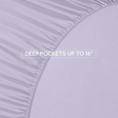Elegant Comfort 8-Piece Pinch Pleated Comforter Set - All Season Complete Bed in a Bag, Includes 4pc Smart Sheet Set, Bed Skirt, Comforter, Matching Pillowcases and Shams, King/Cal King, Lavender