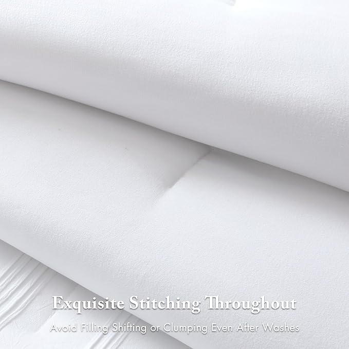 Madison Park Essentials Striped Comforter Set Twin XL, 5 Pieces Modern Minimalist Jacquard Bedding Set for All Season, Bed in A Bag with Sheet Set and Soft Brushed Reverse, Lightweight White
