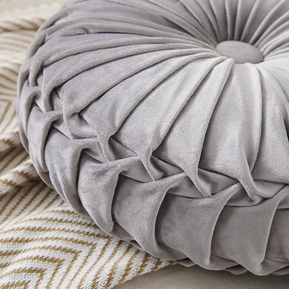 S_SSOY Round Throw Pillow for Couch Decorative 13"X13" Pumpkin Round Velvet Cushion for Sofa Bed Chair Floor Car Decorative (Light Green)
