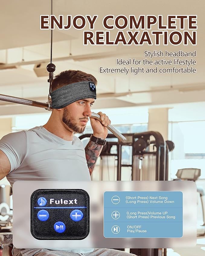 Voerou Sleep Headphones, Bluetooth Headband,Sleeping Headphones with Ultra-Thin Speakers for Side Sleepers,Headband Headphone for Sleeping,Running,Workout,Travel,Yoga,Insomnia,Meditation