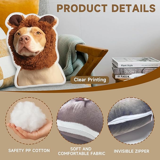 Custom Pet & Person Pillow with Photo – Personalized Dog, Cat & Funny Couple Photos, Room Decor, Boyfriend & Girlfriend, Soft Anime Body Decorative Pillow.