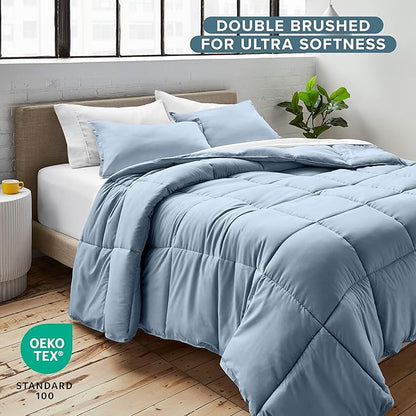Bare Home Comforter Set - Full Size - Ultra-Soft - Goose Down Alternative - Premium 1800 Series - All Season Warmth (Full, Dusty Blue)