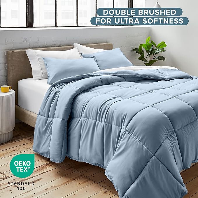 Bare Home Comforter Set - Twin/Twin Extra Long Size - Ultra-Soft - Goose Down Alternative - Premium 1800 Series - All Season Warmth (Twin/Twin XL, Dusty Blue)