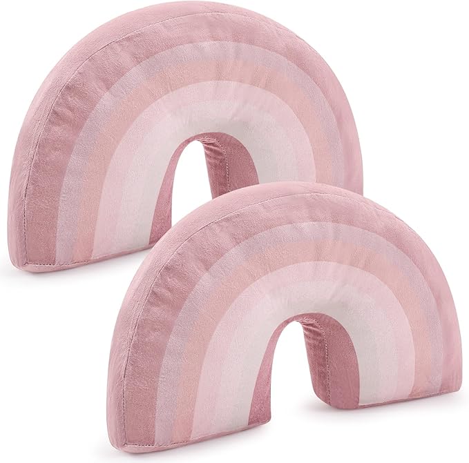 Chunful Rainbow Pillow for Girls Kids 13.8 x 8.7 x 4 Inch Plush Cute Rainbow Throw Pillow Arch Shaped Cushion Stuffed Decoration for Bed Chair Room Home Decor Easter Day(Dark Pastel,2 Pcs)