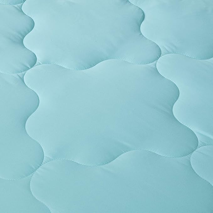 Comfort Spaces Vixie Reversible Comforter Set - Trendy Casual Geometric Quilted Cover, All Season Down Alternative Cozy Bedding, Matching Sham, Aqua/Gray, Twin/Twin XL 2 piece