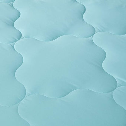 Comfort Spaces Vixie Reversible Comforter Set - Trendy Casual Geometric Quilted Cover, All Season Down Alternative Cozy Bedding, Matching Sham, Aqua/Gray, Twin/Twin XL 2 piece