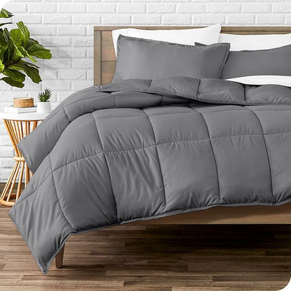 Bare Home Comforter Set - Oversized Queen Size - Ultra-Soft - Goose Down Alternative - Premium 1800 Series - All Season Warmth (Oversized Queen, Forged Iron Grey)
