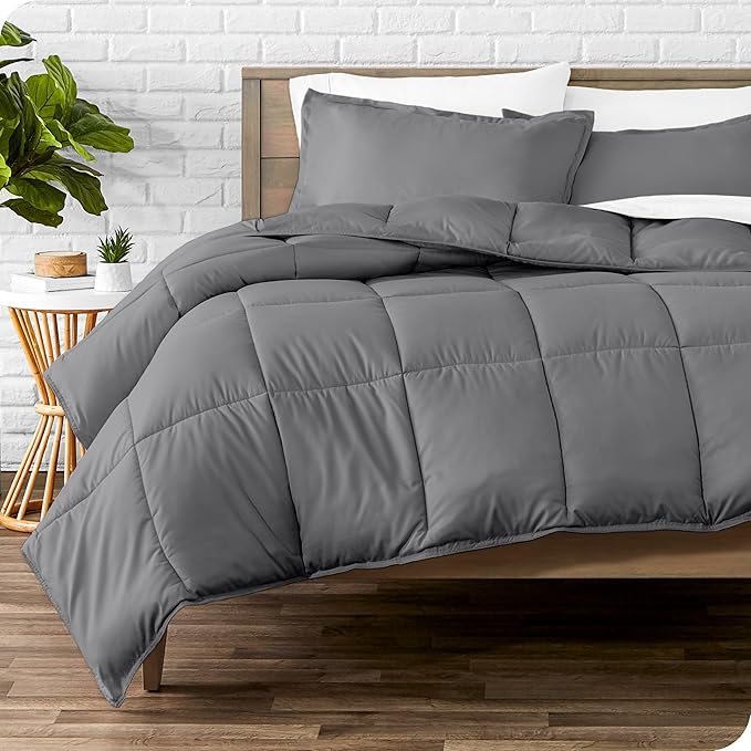 Bare Home Comforter Set - Full Size - Ultra-Soft - Goose Down Alternative - Premium 1800 Series - Reversible - All Season Warmth (Full, Chester Buffalo Plaid - White/Black)