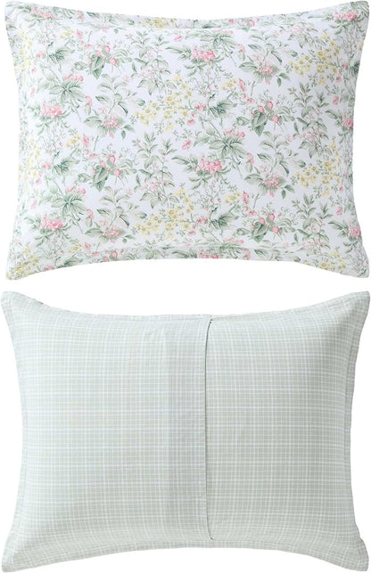 Laura Ashley - Full/Queen Comforter Set, Super Soft Cotton Bedding with Matching Sham, Botanical Design, Vintage Bed Essentials (Bramble Floral Pink, Full/Queen)