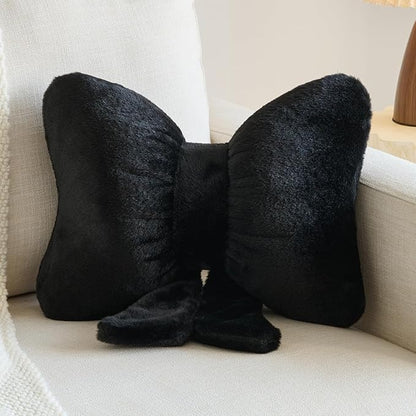 Xuyier Bow Pillows, Bow Shaped Decorative Throw Pillows for Couch Bed, Aesthetic Cute Home Decor Accent Pillows (Black, Small-12 Inches)