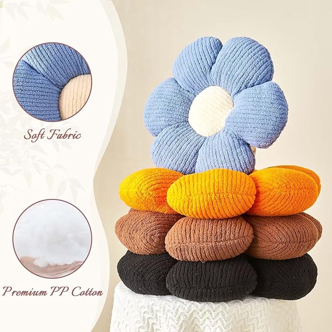 Flower Throw Pillow, Soft Blue 14.9" Shaped Floor Pillow for Home Decor, Cute Aesthetic Plush Decorative Pillows for Bed, Sofa, Couch
