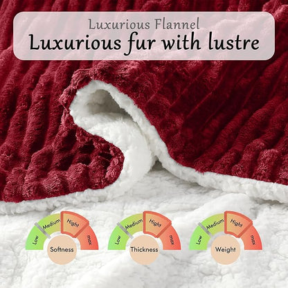 Electric Blanket Heated Full Blanket, Super Soft Flannel & Sherpa Electric Full Blanket with 6 Fast Heating Levels, 10 Hours Auto Off & OverHeat Protection, Machine Washable, 72'' X 84'', Red