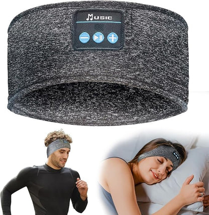 Bluetooth Headphones, Sleep Headphones Headband Wireless for Sleeping Side Sleepers - Adjustable Sleep Headphone, and Bluetooth Headbands for Women Men(Grey)