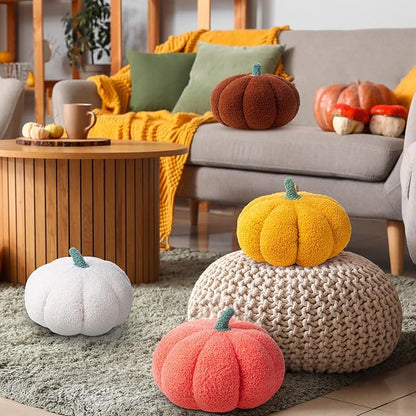 Kajaia 1 Pcs Pumpkin Pillow Plush 11 x 9.5 Inch 3D Cushion Fall Decorations Simulated Stuffed Throw Pillows for Halloween Thanksgiving Bedroom Sofa Couch Supplies (Yellow)