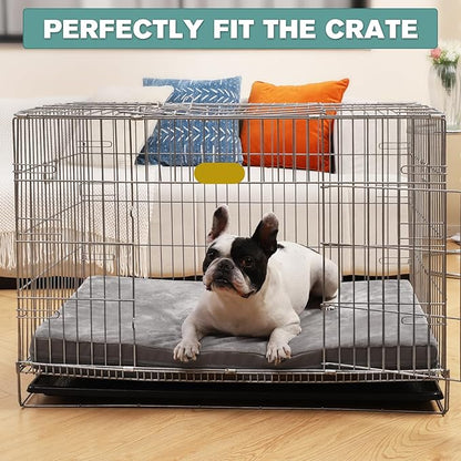 Waterproof Dog Bed Medium Size Dog, Orthopedic Washable Crate Pad 30 inch, Foam Pet Bed with Removable Cover Reversible, Outdoor Anti-Slip Kennel Pad 29"x18", Gray