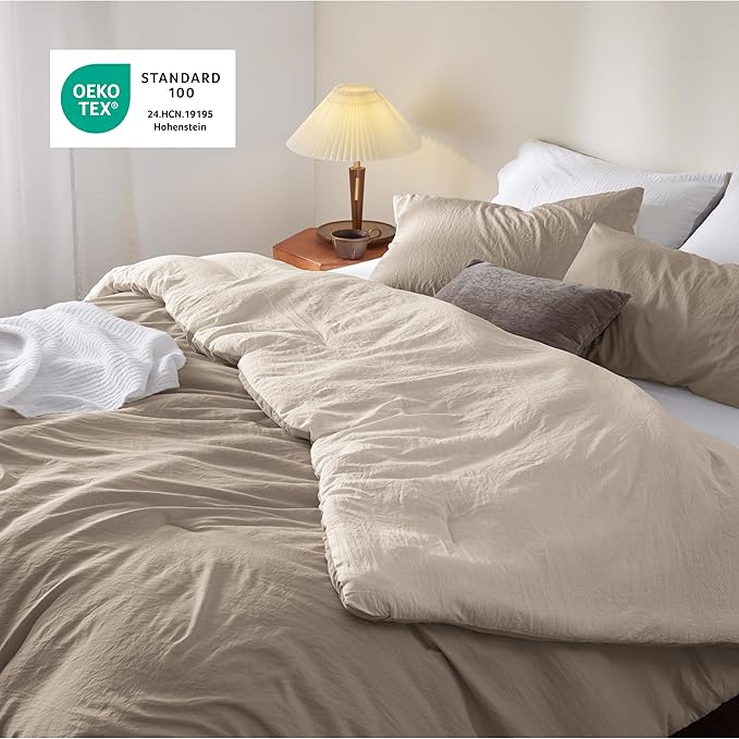Bedsure Queen Comforter Set, Khaki Beige Soft Prewashed Bedding for All Seasons, 3 Pieces GentleSoft™ Bed Set, 1 Lightweight Comforter (90"x90") and 2 Pillowcases (20"x26")