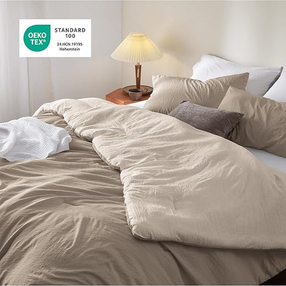 Bedsure Queen Comforter Set, Khaki Beige Soft Prewashed Bedding for All Seasons, 3 Pieces GentleSoft™ Bed Set, 1 Lightweight Comforter (90"x90") and 2 Pillowcases (20"x26")