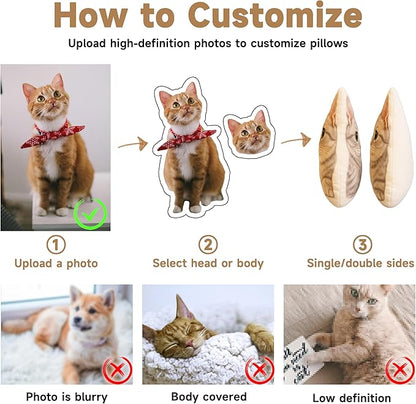 Custom Pet & Person Pillow with Photo – Personalized Dog, Cat & Funny Couple Photos, Room Decor, Boyfriend & Girlfriend, Soft Anime Body Decorative Pillow.