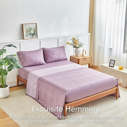 AIKASY Bed in a Bag 6-Piece Twin Comforter Set - Soft Microfiber Bedding with Elegant Floral, Lightweight and Breathable for All-Season (Regal Purple)