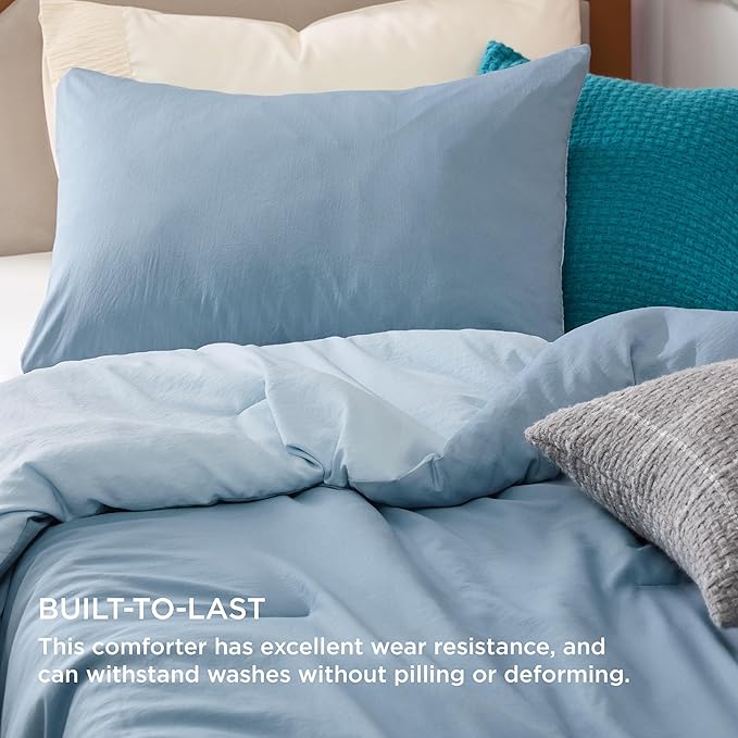 Bedsure Twin/Twin XL Comforter Set, Mineral Blue Soft Prewashed Bedding for All Seasons, 2 Pieces GentleSoft™ Bed Set, 1 Lightweight Comforter (68"x88") and 1 Pillowcase (20"x26")