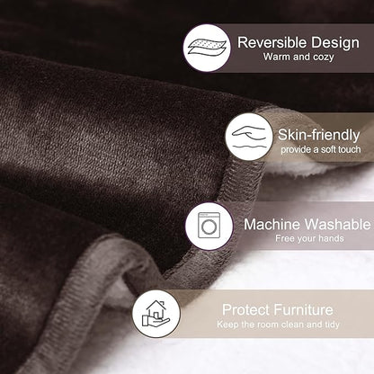gogobunny Waterproof Bed Blanket, Reversible Sherpa Fleece Throw Blanket for Dog Puppy Cat, Furniture Cover Protects Bed Couch Sofa from Liquid Pee and Pet Fur (Dark Brown, 30x30 inches)