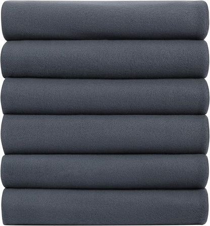 Fleece Throw Blankets Bulk Fleece Blankets Solid Wholesale Lightweight Warm Soft for Pet Bed Sofa Couch Office Wedding Gifts Travel Seasons (Mineral Grey,Pack of 6 50x60 Inches)