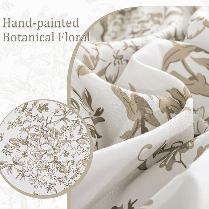 WONGS BEDDING Comforter Set King Size, 8 Pieces Brown Floral Botanical Comforter Sets, Bed in a Bag Soft Lightweight Microfiber Bedding Sets for All Seasons (90"x104")
