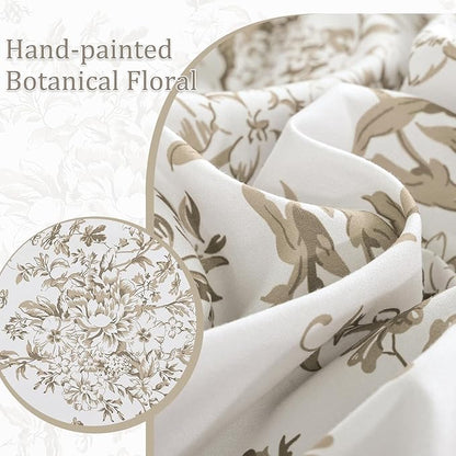 WONGS BEDDING Comforter Set King Size, 8 Pieces Brown Floral Botanical Comforter Sets, Bed in a Bag Soft Lightweight Microfiber Bedding Sets for All Seasons (90"x104")