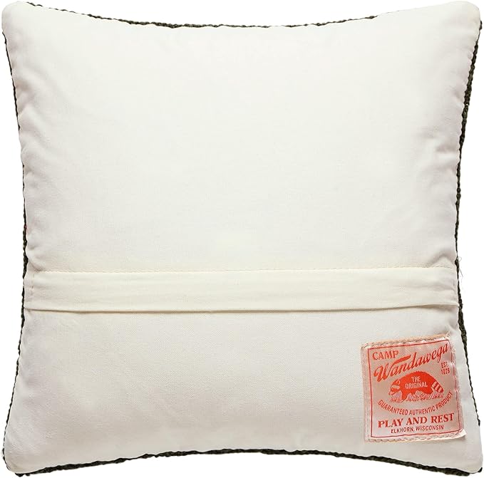 Camp Wandawega Wood Duck Hook Throw Pillow, Vintage Lodge Decorative Pillow, 14" Square