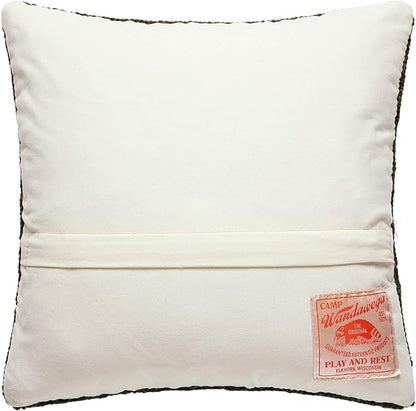 Camp Wandawega Wood Duck Hook Throw Pillow, Vintage Lodge Decorative Pillow, 14" Square