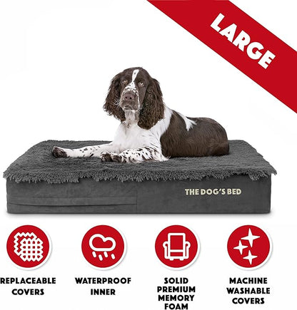 The Dog’s Bed Orthopedic Memory Foam Dog Bed Mattress, Fur Fabric, Grey Fur, L, 6-Inch