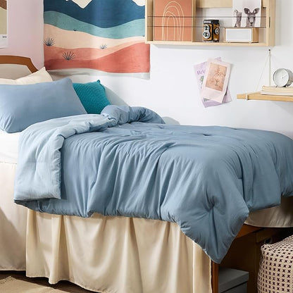 Bedsure Twin/Twin XL Comforter Set, Mineral Blue Soft Prewashed Bedding for All Seasons, 2 Pieces GentleSoft™ Bed Set, 1 Lightweight Comforter (68"x88") and 1 Pillowcase (20"x26")