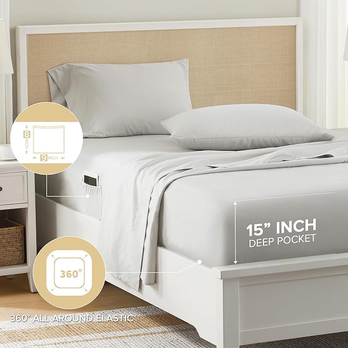 Comfort Spaces Bed in A Bag Comforter Set - Trendy Casual Design Full Comforter with Complete Sheet Set with Side Pocket, All Season, Shams, Gloria, Full Grey/Yellow 9 Piece