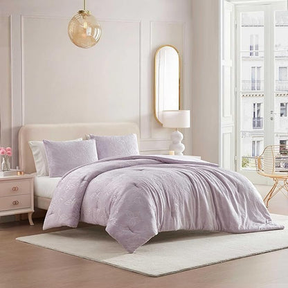 Betsey Johnson - Twin Comforter Set, Lightweight & Soft Plush Bedding with for Year Round Comfort, 2 Piece Bed Set with Matching Pillowcase (Butterfly Embossed Purple)