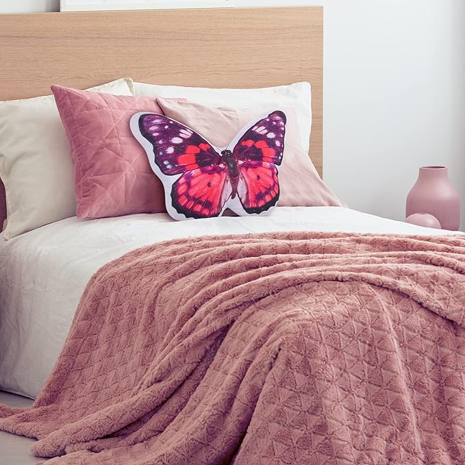 Juexica 2 Pcs 3D Butterfly Pillow Decorative Butterfly Stuffed Animal Throw Pillow Plush Gifts for Women Decorations for Fireplace Mantel Bedroom Couch Seat Cushion Garden, 15x13 Inch(Violet, Blue)